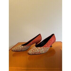Christian Lacroix Satin & Plastic Black Heels Pump Good Condition Size 8.5